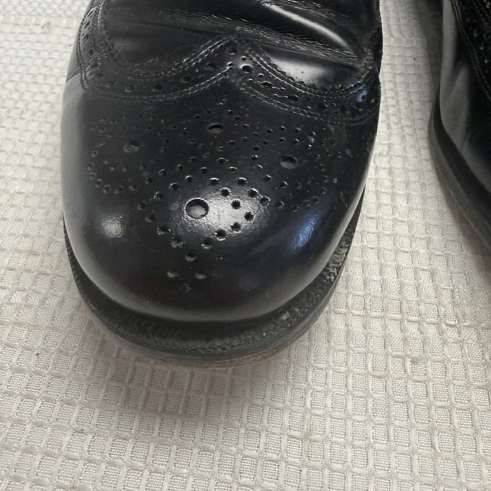 Florsheim Wingtip Oxford Black Leather Dress Shoes Mens Size 9.5 3E (Extra Wide)